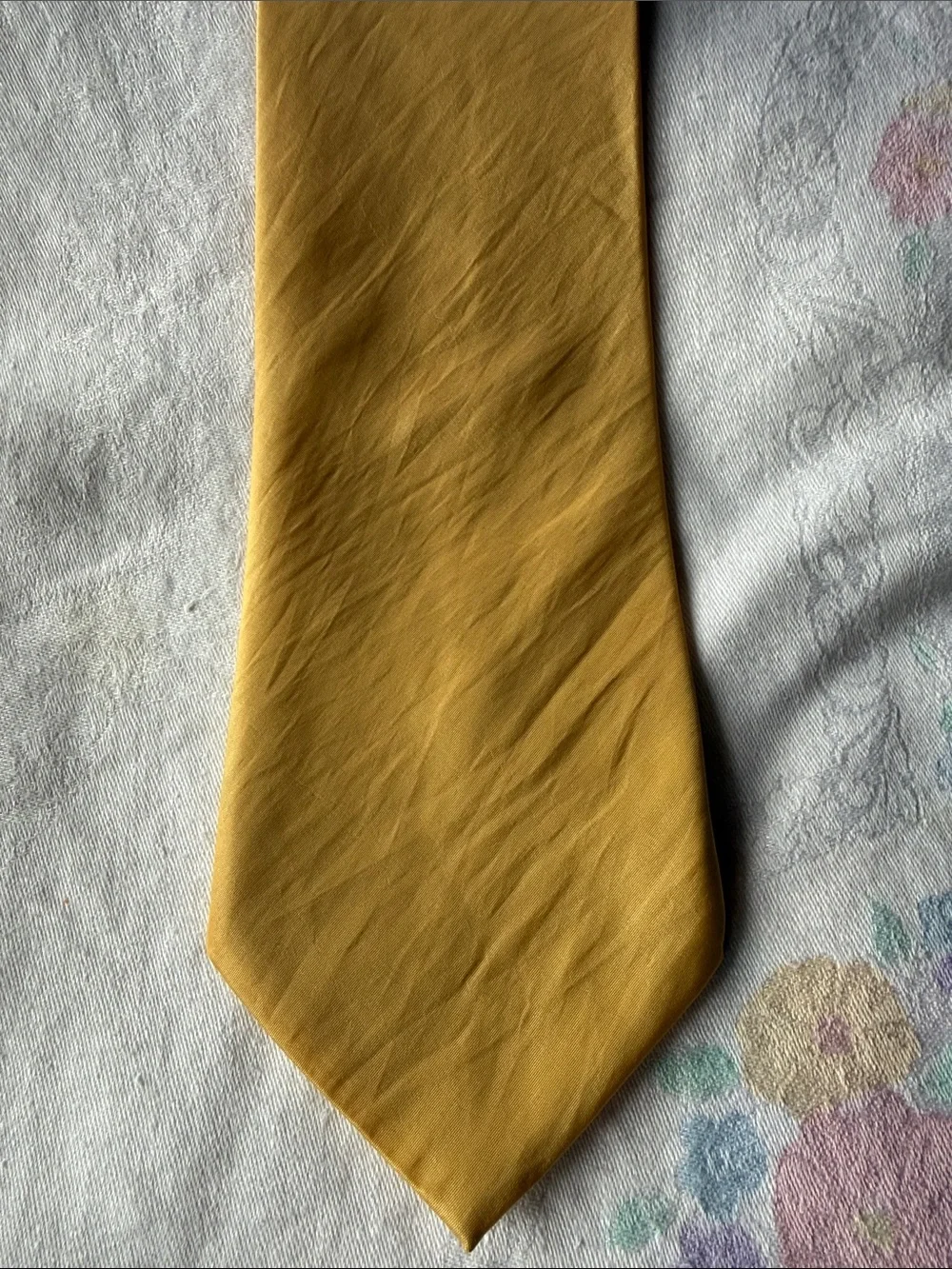 Kai Long Men's Solid Yellow Silk Tie